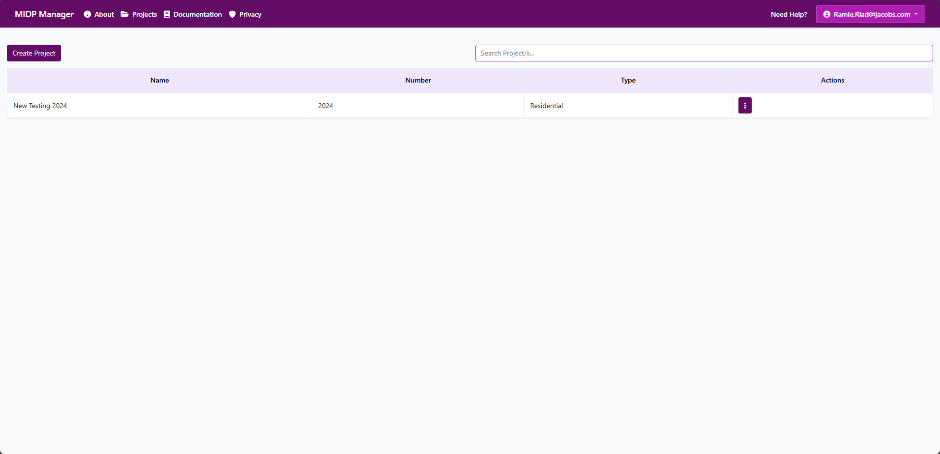 Create Project form modal showing fields