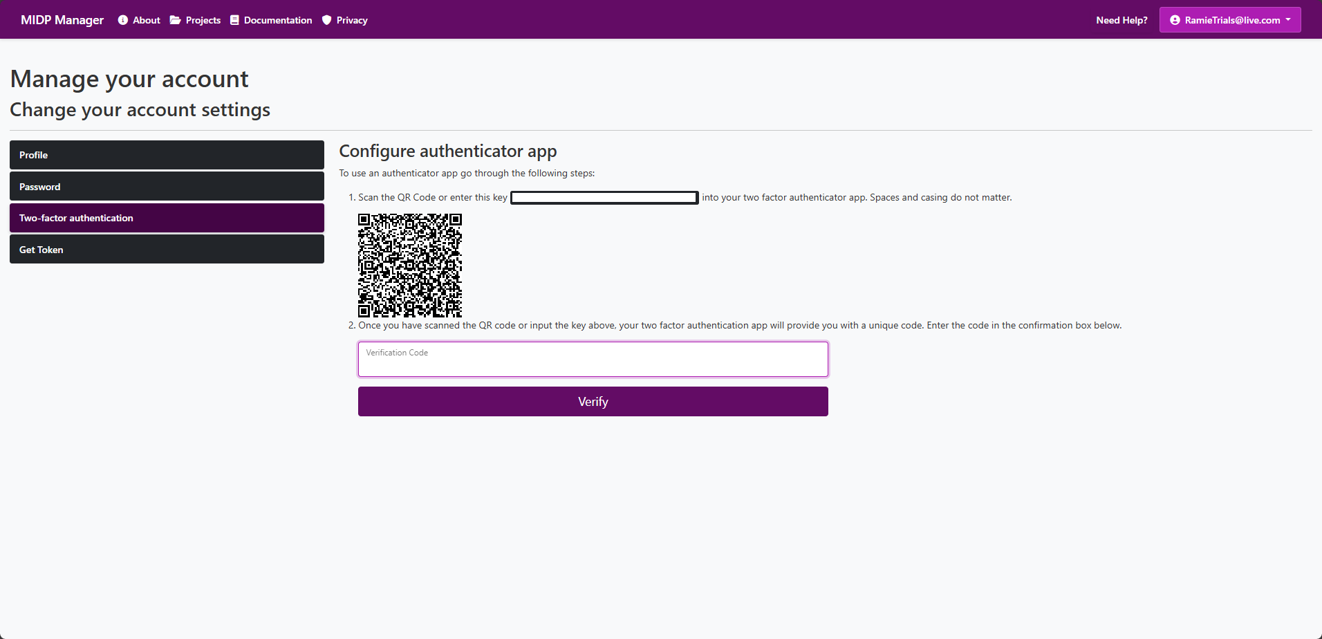 Email confirmation message screenshot